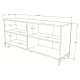 Buffet Bas 4 Portes 4 Niches Chêne et Gris Pieds Métal L 160 H 71.8 P 40 cm