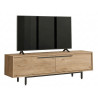 Meuble TV Bar 65 Pouces 2 Portes 2 Niches Chêne L 160 H 45.1 P 35.5 cm