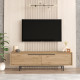 Meuble TV Bar 65 Pouces 2 Portes 2 Niches Chêne L 160 H 45.1 P 35.5 cm