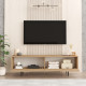 Meuble TV Bar 65 Pouces 2 Portes 2 Niches Chêne L 160 H 45.1 P 35.5 cm