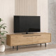 Meuble TV Bar 65 Pouces 2 Portes 2 Niches Chêne L 160 H 45.1 P 35.5 cm