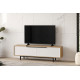 Meuble TV 65 Pouces 2 Portes 2 Niches Chêne et Blanc  L 160 H 45.1 P 35.5 cm