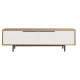 Meuble TV 65 Pouces 2 Portes 2 Niches Chêne et Blanc  L 160 H 45.1 P 35.5 cm