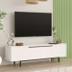 Meuble TV Bar 65 Pouces 2 Portes 2 Niches Blanc  L 160 H 45.1 P 35.5 cm