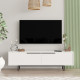 Meuble TV Bar 65 Pouces 2 Portes 2 Niches Blanc  L 160 H 45.1 P 35.5 cm