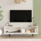 Meuble TV Bar 65 Pouces 2 Portes 2 Niches Blanc  L 160 H 45.1 P 35.5 cm
