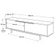 Meuble TV Bar 65 Pouces 2 Portes 2 Niches Blanc  L 160 H 45.1 P 35.5 cm