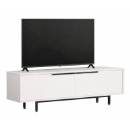 Meuble TV Bar 65 Pouces 2 Portes 2 Niches Blanc  L 160 H 45.1 P 35.5 cm