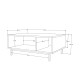 Table Basse 1 Abattant 2 Niches Chêne et Blanc Pieds Métal L 90 H 37.6 P 60 cm