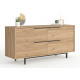 Buffet Bas 4 Portes 4 Niches Chêne Pieds Métal L 160 H 74.3 P 44.5 cm