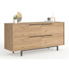 Buffet Bas 4 Portes 4 Niches Chêne Pieds Métal L 160 H 74.3 P 44.5 cm