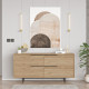 Buffet Bas 4 Portes 4 Niches Chêne Pieds Métal L 160 H 74.3 P 44.5 cm