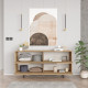 Buffet Bas 4 Portes 4 Niches Chêne Pieds Métal L 160 H 74.3 P 44.5 cm