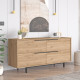 Buffet Bas 4 Portes 4 Niches Chêne Pieds Métal L 160 H 74.3 P 44.5 cm