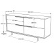 Buffet Bas 4 Portes 4 Niches Chêne Pieds Métal L 160 H 74.3 P 44.5 cm