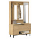 Meuble Vestiaire 3 Portes 4 Niches Miroir Chêne L 112.2 H 178.2 P 35.5 cm