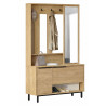 Meuble Vestiaire 3 Portes 4 Niches Miroir Chêne L 112.2 H 178.2 P 35.5 cm
