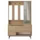 Meuble Vestiaire 3 Portes 4 Niches Miroir Chêne L 112.2 H 178.2 P 35.5 cm