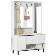 Meuble Vestiaire 3 Portes 4 Niches Miroir Blanc L 112.2 H 178.2 P 35.5 cm