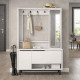 Meuble Vestiaire 3 Portes 4 Niches Miroir Blanc L 112.2 H 178.2 P 35.5 cm