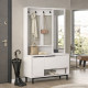 Meuble Vestiaire 3 Portes 4 Niches Miroir Blanc L 112.2 H 178.2 P 35.5 cm