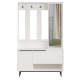Meuble Vestiaire 3 Portes 4 Niches Miroir Blanc L 112.2 H 178.2 P 35.5 cm