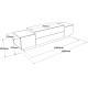 Meuble TV 4 Portes Abattantes 4 Niches Chêne et Blanc  L 160 H 38.7 P 37.3 cm
