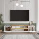 Meuble TV 4 Portes Abattantes 4 Niches Chêne et Blanc  L 160 H 38.7 P 37.3 cm
