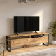 Meuble TV 70 Pouces 2 Portes 4 Niches Chêne Pieds Métal L 180 H 56.1 P 36 cm