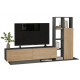 Meuble TV et Etagère 3 Portes 11 Niches Chêne et Gris L 201,2 H 123,6 P 29,5 cm