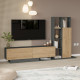 Meuble TV et Etagère 3 Portes 11 Niches Chêne et Gris L 201,2 H 123,6 P 29,5 cm