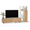 Meuble TV et Etagère 3 Portes 11 Niches Chêne et Blanc L 201,2 H 123,6 P 29,5 cm