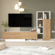 Meuble TV et Etagère 3 Portes 11 Niches Chêne et Blanc L 201,2 H 123,6 P 29,5 cm