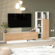 Meuble TV et Etagère 3 Portes 11 Niches Chêne et Blanc L 201,2 H 123,6 P 29,5 cm