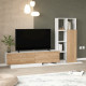 Meuble TV et Etagère 3 Portes 11 Niches Chêne et Blanc L 201,2 H 123,6 P 29,5 cm