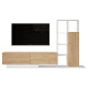 Meuble TV et Etagère 3 Portes 11 Niches Chêne et Blanc L 201,2 H 123,6 P 29,5 cm