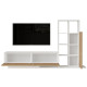 Meuble TV et Etagère 3 Portes 11 Niches Chêne et Blanc L 201,2 H 123,6 P 29,5 cm