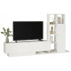 Meuble TV et Etagère 3 Portes 11 Niches Chêne et Blanc L 201,2 H 123,6 P 29,5 cm