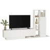 Meuble TV et Etagère 3 Portes 11 Niches Chêne et Blanc L 201,2 H 123,6 P 29,5 cm