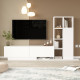 Meuble TV et Etagère 3 Portes 11 Niches Chêne et Blanc L 201,2 H 123,6 P 29,5 cm