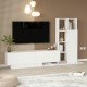 Meuble TV et Etagère 3 Portes 11 Niches Chêne et Blanc L 201,2 H 123,6 P 29,5 cm