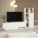 Meuble TV et Etagère 3 Portes 11 Niches Chêne et Blanc L 201,2 H 123,6 P 29,5 cm