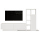 Meuble TV et Etagère 3 Portes 11 Niches Chêne et Blanc L 201,2 H 123,6 P 29,5 cm