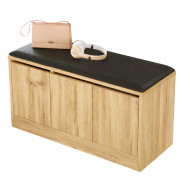 Banc à Chaussures avec Coussin 3 Portes 4 Niches Chêne L 90 H 45.8 P 35.5 cm