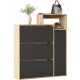 Meuble d'Entrée à Chaussures 4 Portes 4 Niches Chêne et Gris L 108.2 H 130.6 P 29.8 cm