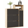 Meuble d'Entrée à Chaussures 4 Portes 4 Niches Chêne et Gris L 108.2 H 130.6 P 29.8 cm