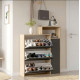 Meuble d'Entrée à Chaussures 4 Portes 4 Niches Chêne et Gris L 108.2 H 130.6 P 29.8 cm
