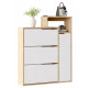 Meuble d'Entrée à Chaussures 4 Portes 4 Niches Chêne et Blanc L 108.2 H 130.6 P 29.8 cm