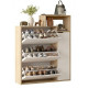 Meuble d'Entrée à Chaussures 4 Portes 4 Niches Chêne et Blanc L 108.2 H 130.6 P 29.8 cm