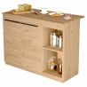Ilot de Cuisine 2 Portes 4 Niches Chêne 2 Couverts L 120 H 88.2 P 60 cm